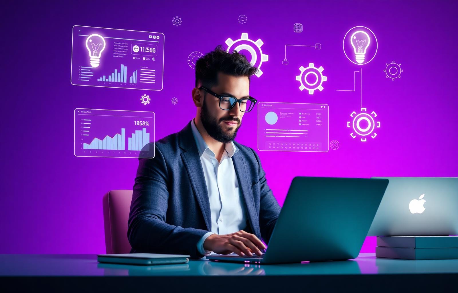 Entrepreneur using AI marketing tools
